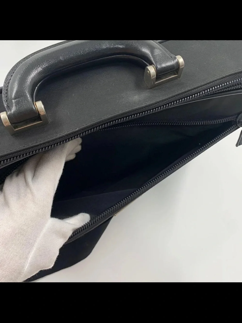 Prada Black Nylon Laptop Briefcase with Shoulder Strap